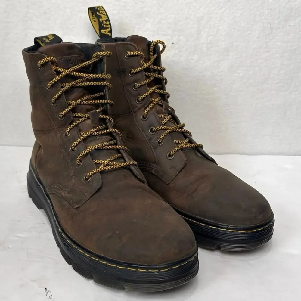 Dr. Martens AW004 AirWair Combs Combat Brown Leather Boots Men's Shoes Size US10
